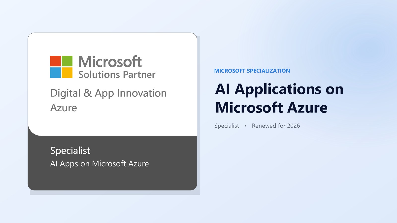 Applab renews its Microsoft Specialization in AI Applications on Microsoft Azure.